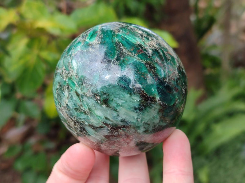 Polished Emerald Mica 'Mutokolite' Spheres x 2 From Mutoko, Zimbabwe - Toprock Gemstones and Minerals 