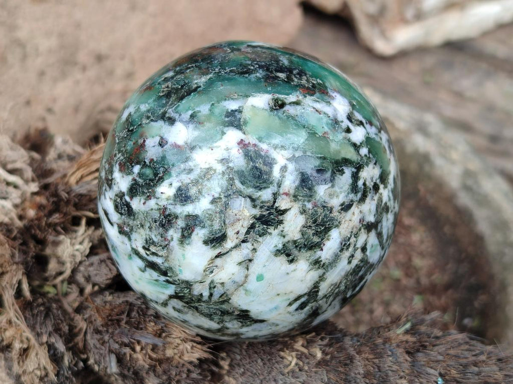 Polished Emerald Mica 'Mutokolite' Spheres x 2 From Mutoko, Zimbabwe - Toprock Gemstones and Minerals 