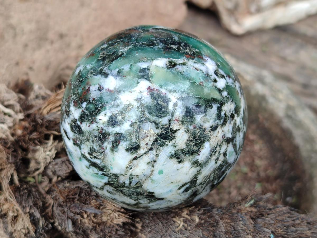 Polished Emerald Mica 'Mutokolite' Spheres x 2 From Mutoko, Zimbabwe - Toprock Gemstones and Minerals 