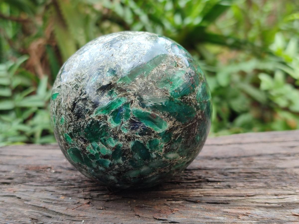 Polished Emerald Mica 'Mutokolite' Spheres x 2 From Mutoko, Zimbabwe - Toprock Gemstones and Minerals 