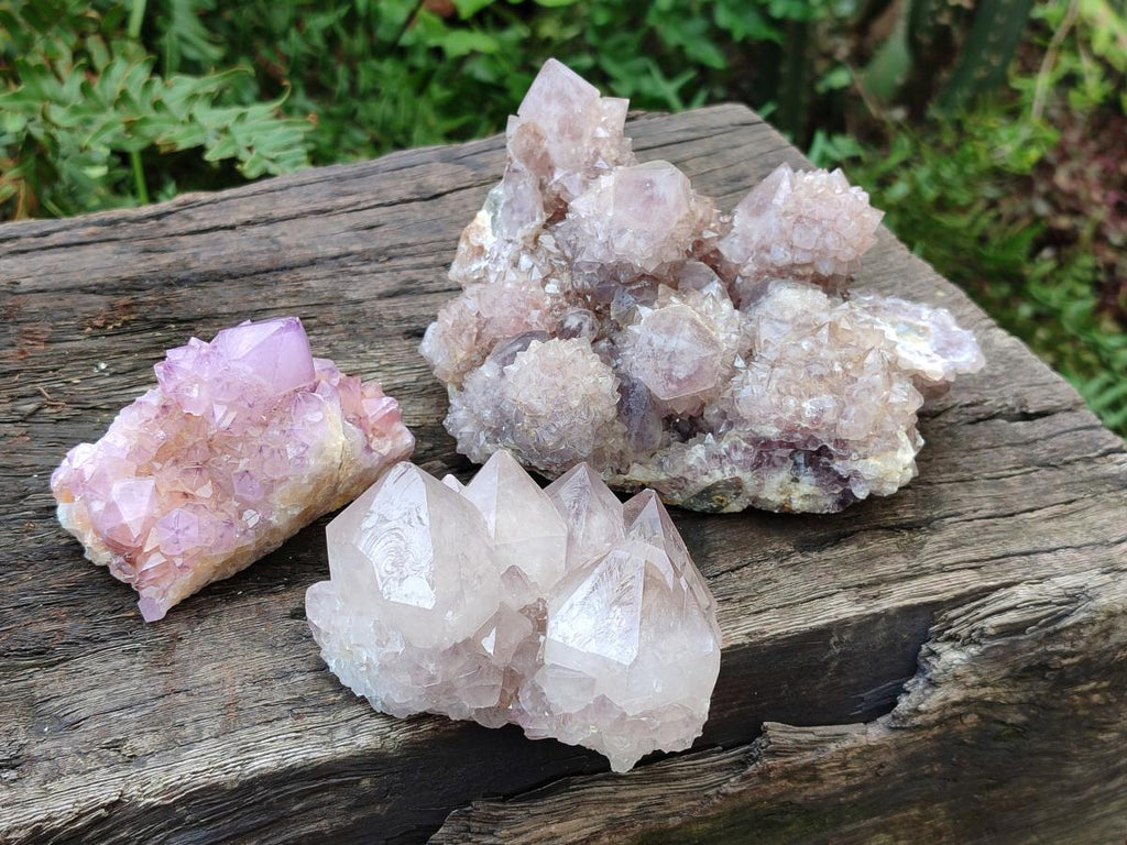 Natural Mixed Spirit Amethyst Clusters x 3 From Boekenhouthoek, South Africa - Toprock Gemstones and Minerals 