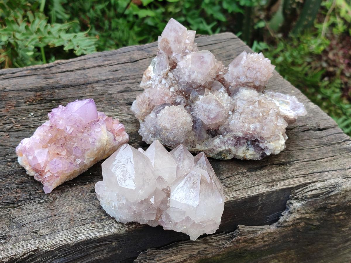 Natural Mixed Spirit Amethyst Clusters x 3 From Boekenhouthoek, South Africa - Toprock Gemstones and Minerals 