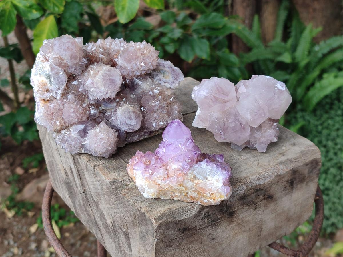Natural Mixed Spirit Amethyst Clusters x 3 From Boekenhouthoek, South Africa - Toprock Gemstones and Minerals 