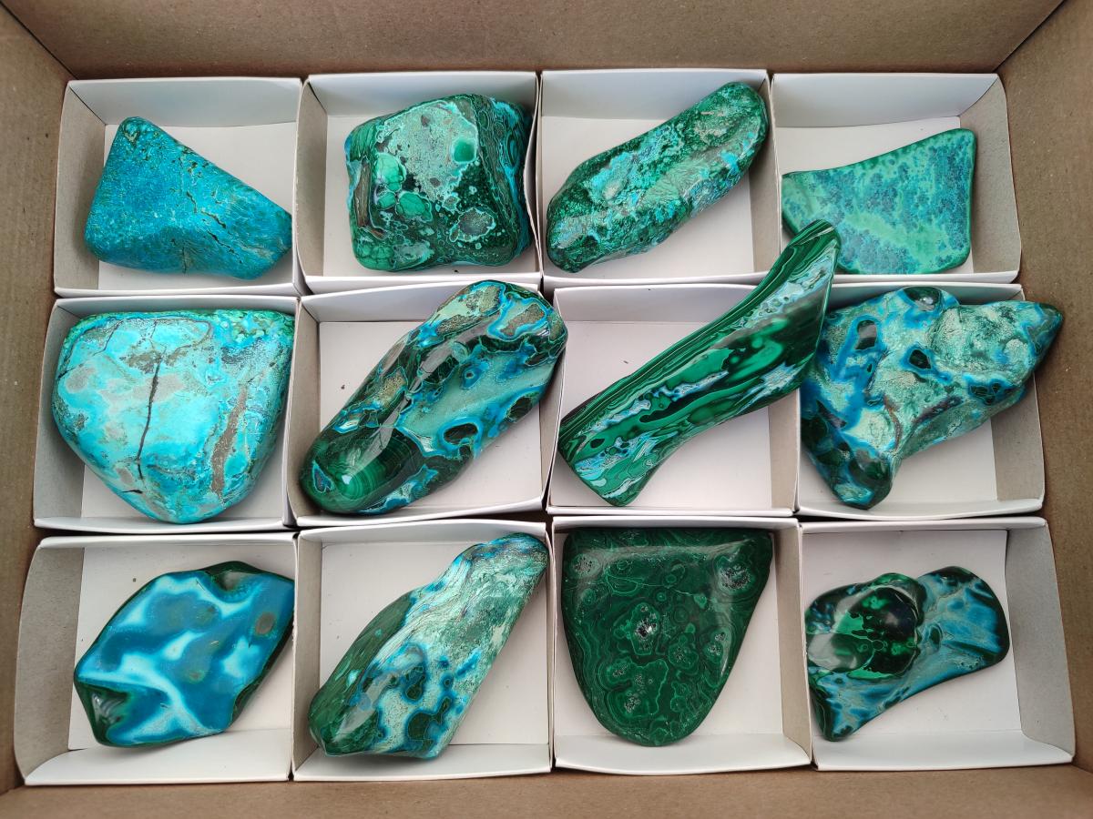 Polished Malacolla Free Forms x 12 From Kulukuluku, Congo - Toprock Gemstones and Minerals 