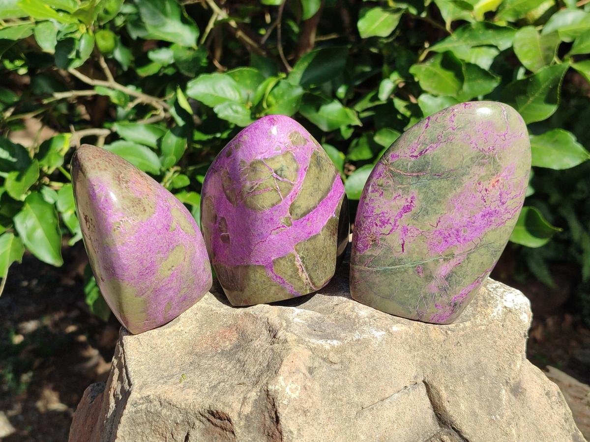 Polished Stichtite Standing Display Pieces x 3 From Barberton, South Africa - Toprock Gemstones and Minerals 