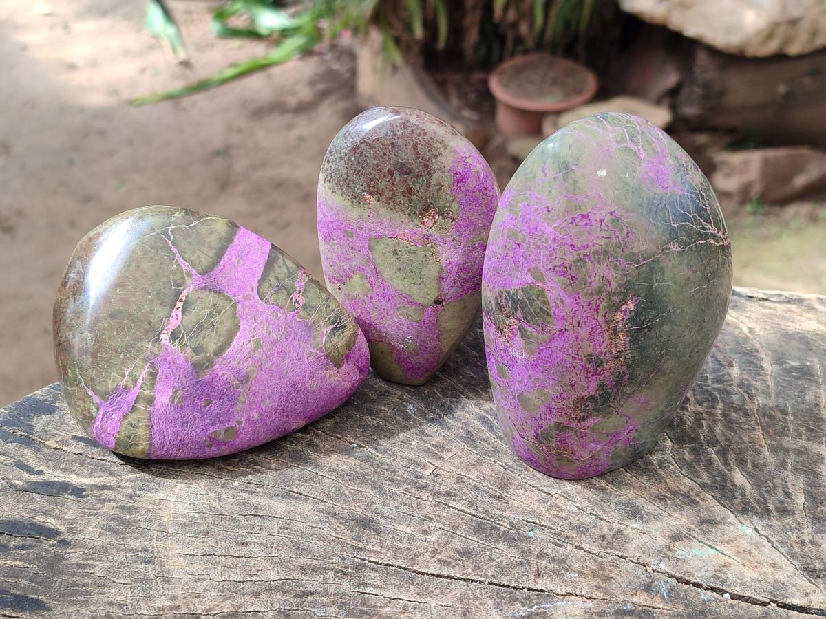 Polished Stichtite Standing Display Pieces x 3 From Barberton, South Africa - Toprock Gemstones and Minerals 