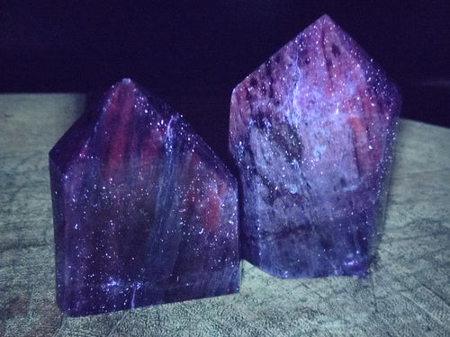 Polished Sodalite Crystal Points with Silver Hematite x 4 From Kunene River, Namibia - Toprock Gemstones and Minerals 