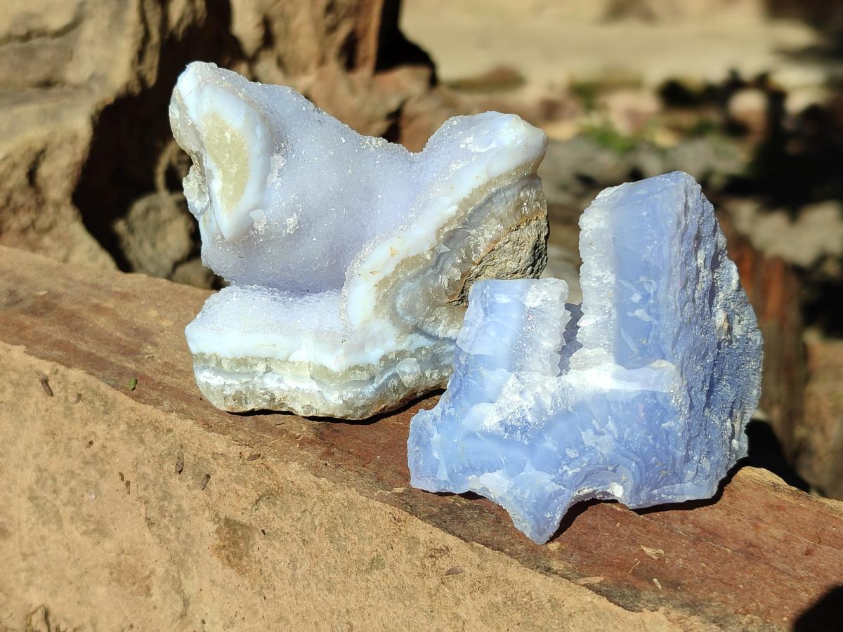 Natural Blue Lace Agate Geode Specimens x 24 From Nsanje, Malawi - Toprock Gemstones and Minerals 