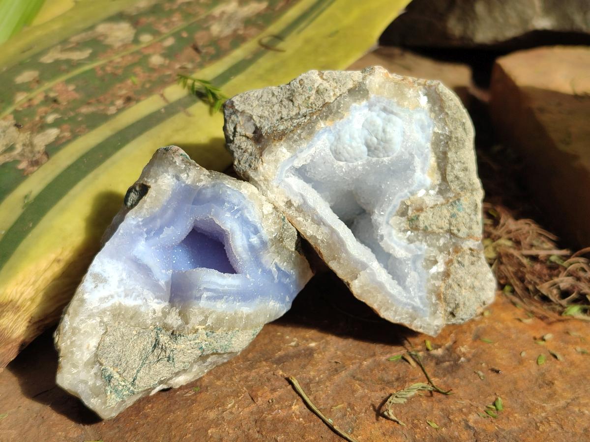 Natural Blue Lace Agate Geode Specimens x 24 From Nsanje, Malawi - Toprock Gemstones and Minerals 