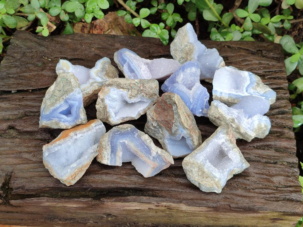 Natural Blue Lace Agate Geode Specimens x 24 From Nsanje, Malawi - Toprock Gemstones and Minerals 