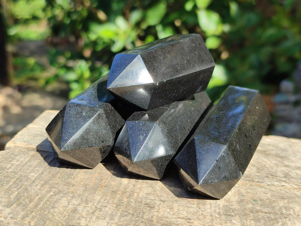 Polished Black Basalt Display Crystals x 12 From Madagascar - Toprock Gemstones and Minerals 