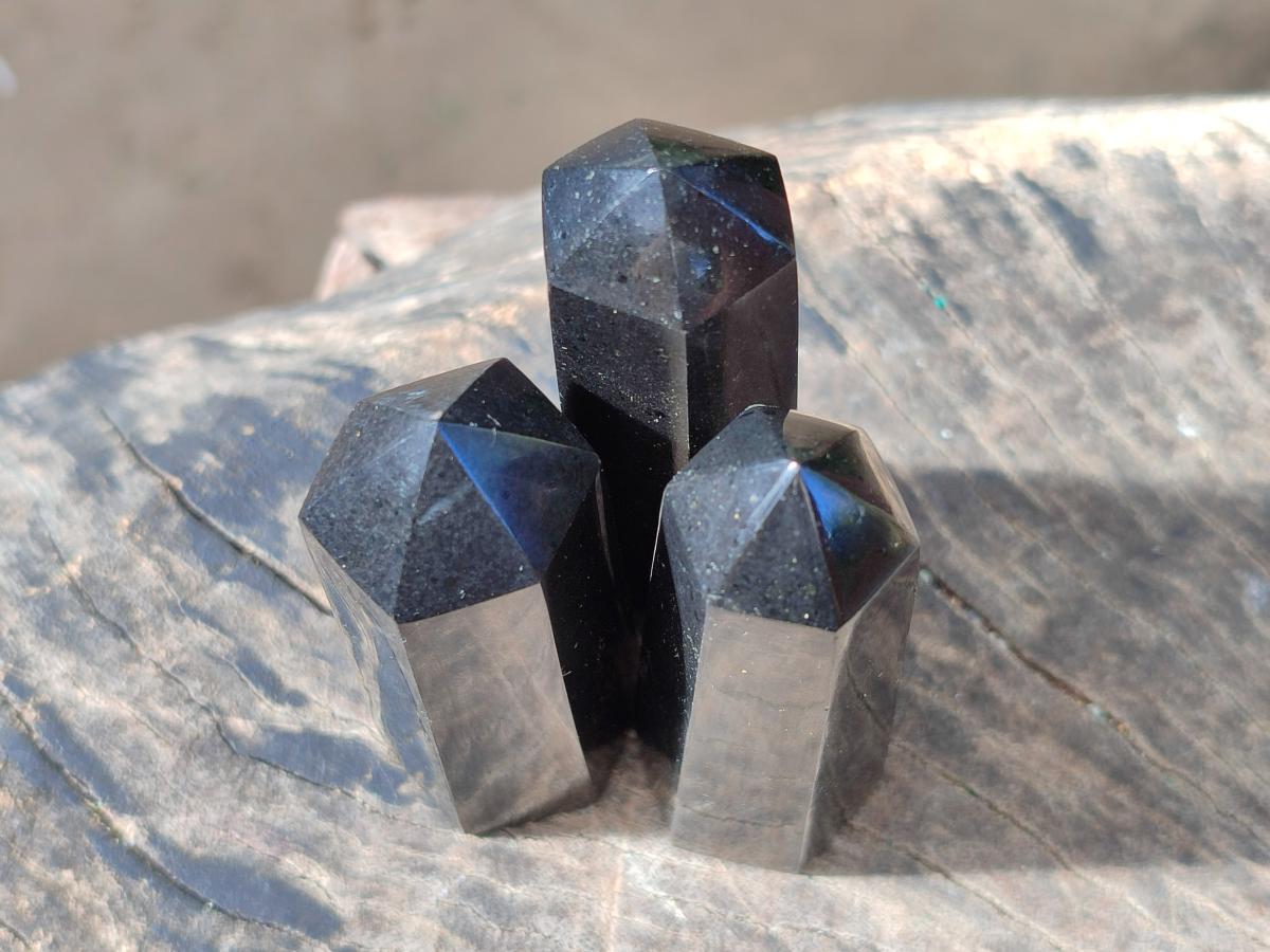 Polished Black Basalt Display Crystals x 12 From Madagascar - Toprock Gemstones and Minerals 