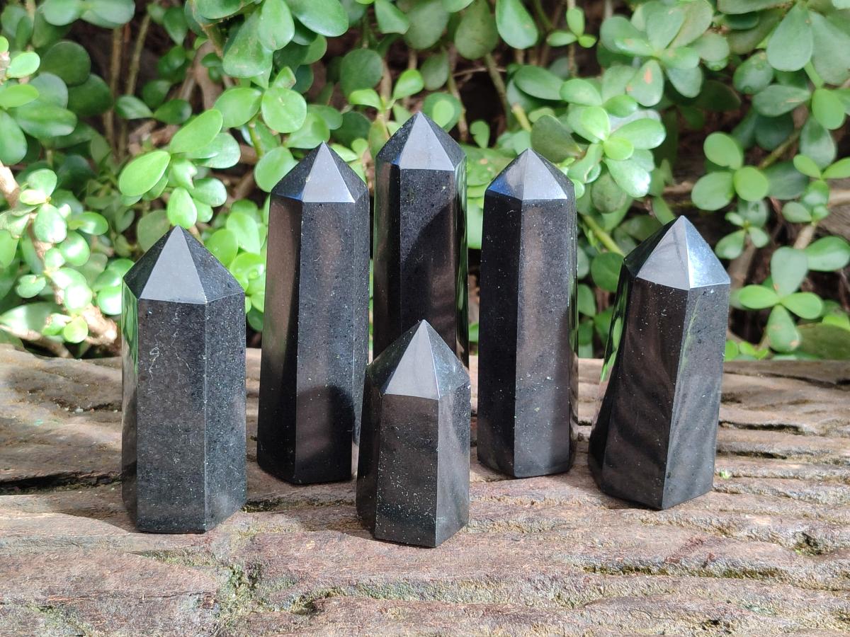 Polished Black Basalt Display Crystals x 12 From Madagascar - Toprock Gemstones and Minerals 