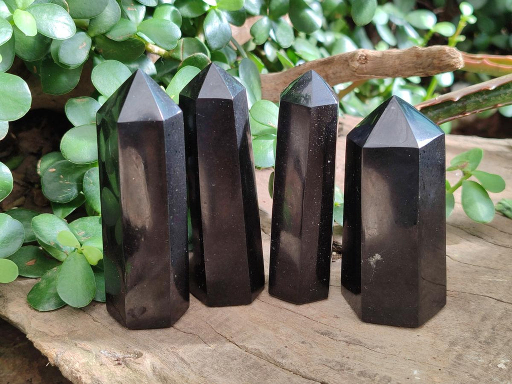 Polished Black Basalt Display Crystals x 12 From Madagascar - Toprock Gemstones and Minerals 