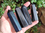 Polished Black Basalt Display Crystals x 12 From Madagascar - Toprock Gemstones and Minerals 