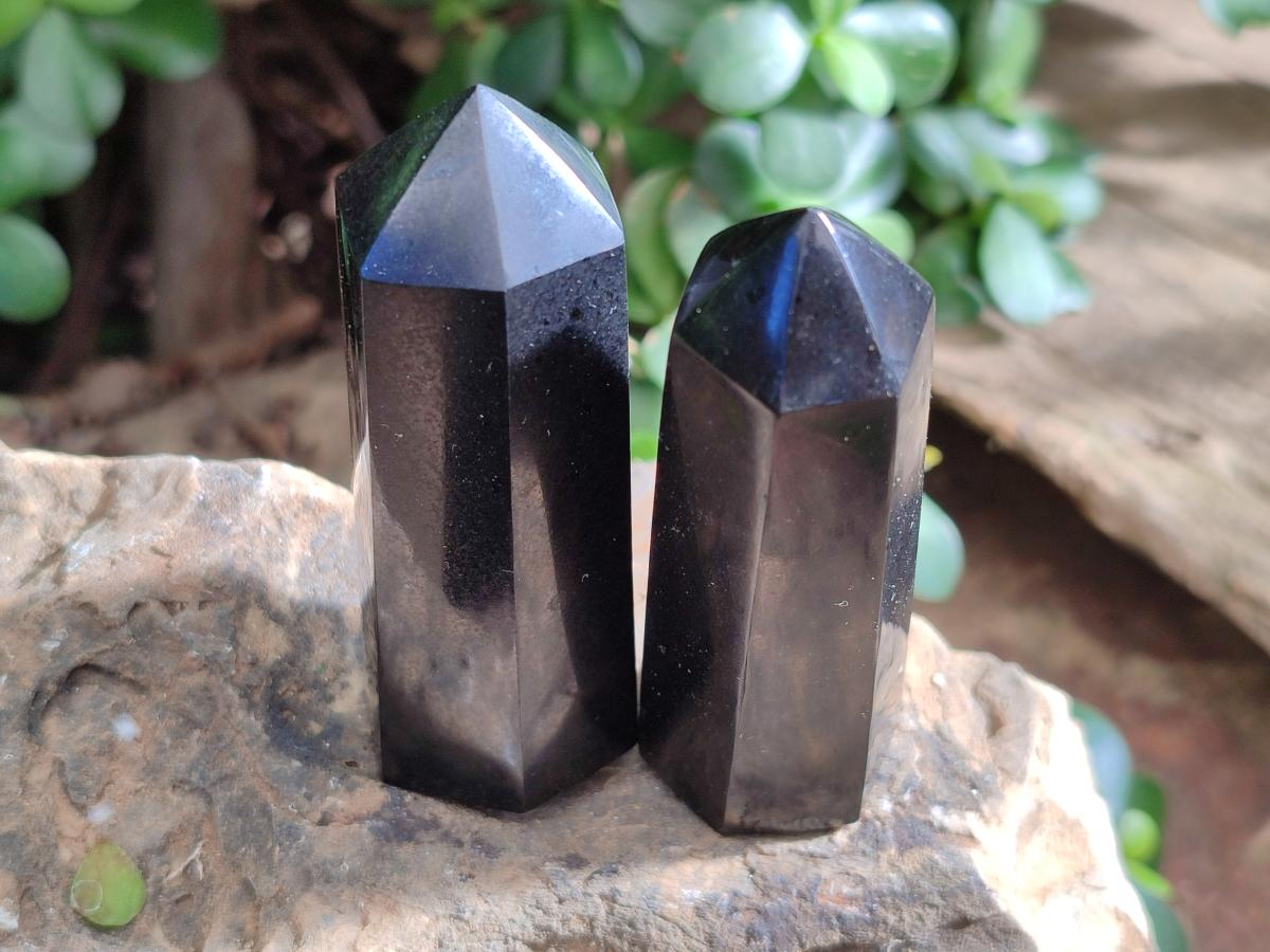 Polished Black Basalt Display Crystals x 12 From Madagascar - Toprock Gemstones and Minerals 