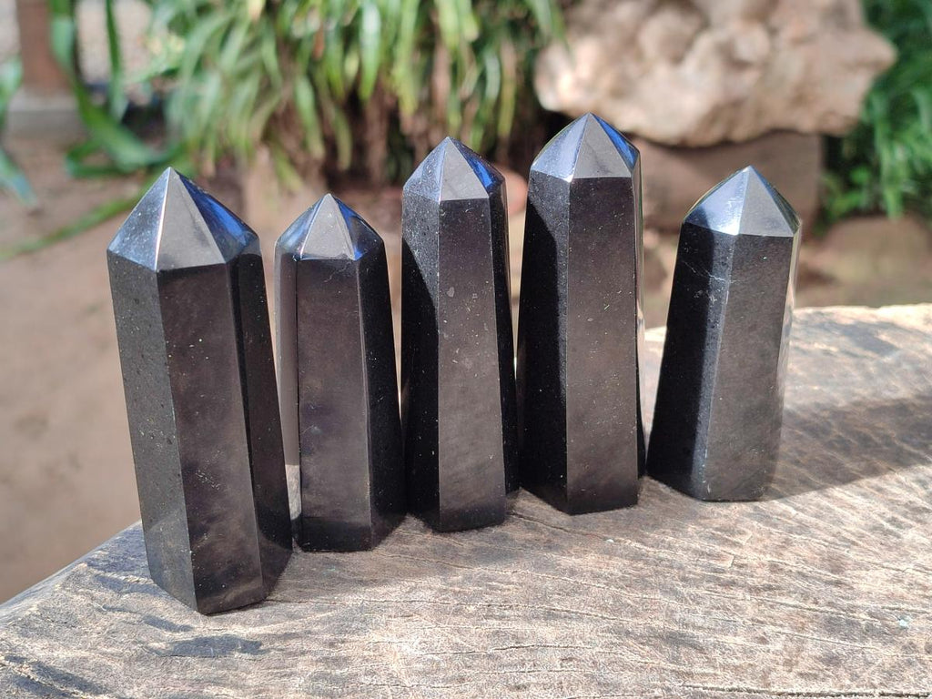Polished Black Basalt Display Crystals x 12 From Madagascar - Toprock Gemstones and Minerals 