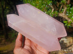 Polished Large Double Terminated Gemmy Rose Quartz Crystals x 2 From Madagascar - Toprock Gemstones and Minerals 