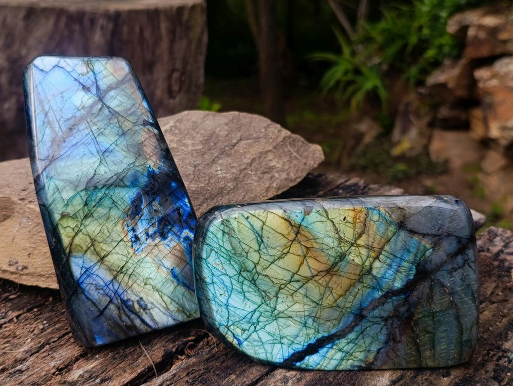 Polished Large Labradorite Standing Display Pieces x 2 From Madagascar - Toprock Gemstones and Minerals 