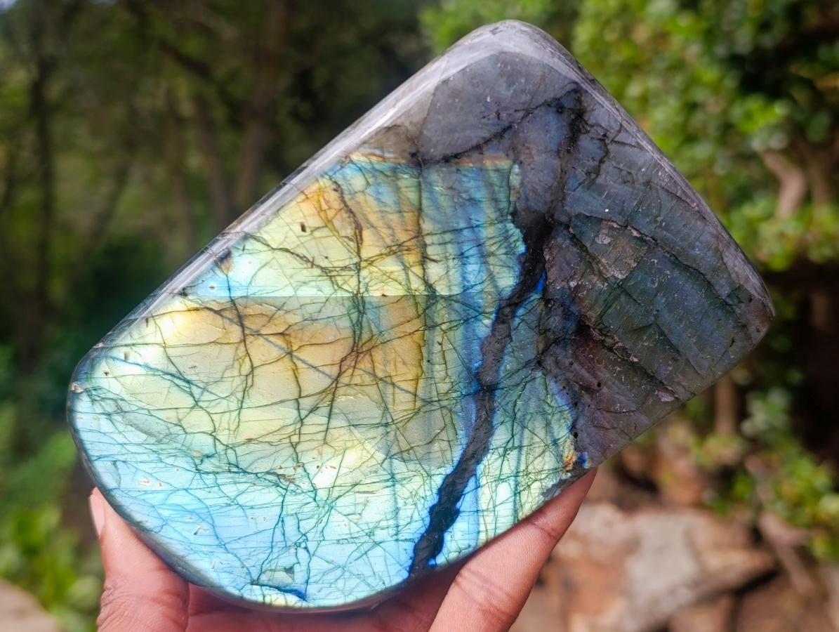 Polished Large Labradorite Standing Display Pieces x 2 From Madagascar - Toprock Gemstones and Minerals 