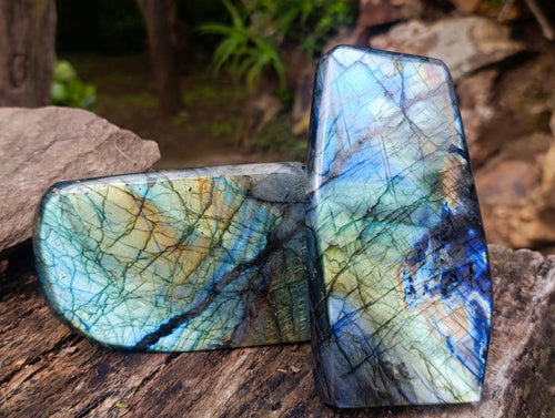 Polished Large Labradorite Standing Display Pieces x 2 From Madagascar - Toprock Gemstones and Minerals 