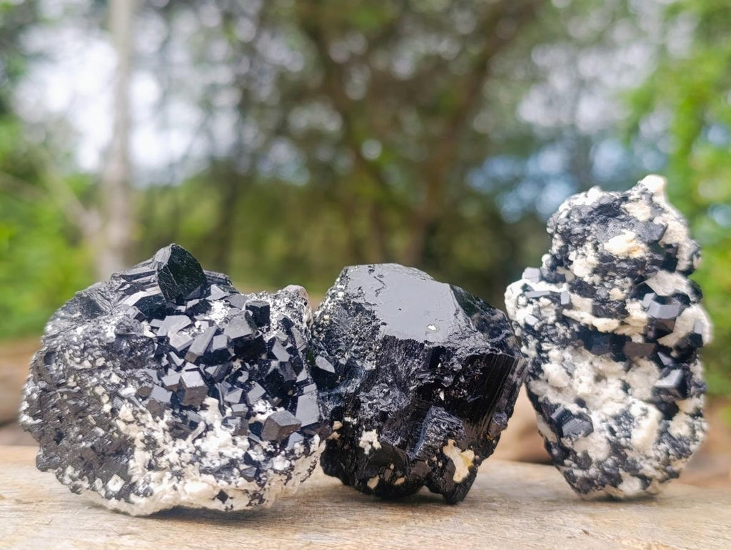 Natural Schorl Black Tourmaline with Feldspar Specimens x 12 From Erongo, Namibia - Toprock Gemstones and Minerals 