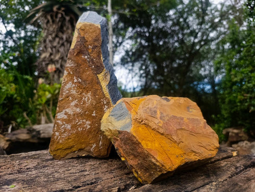 Natural Golden Blue Tigers Eye Slabs x 2 From Prieska, South Africa - Toprock Gemstones and Minerals 
