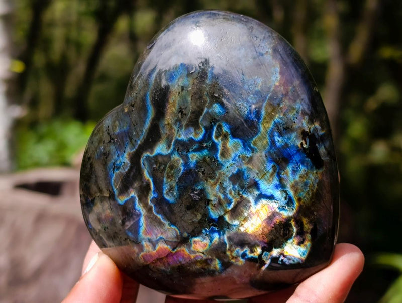 Polished Labradorite Hearts x 3 From Madagascar - Toprock Gemstones and Minerals 