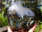 Polished Labradorite Hearts x 3 From Madagascar - Toprock Gemstones and Minerals 