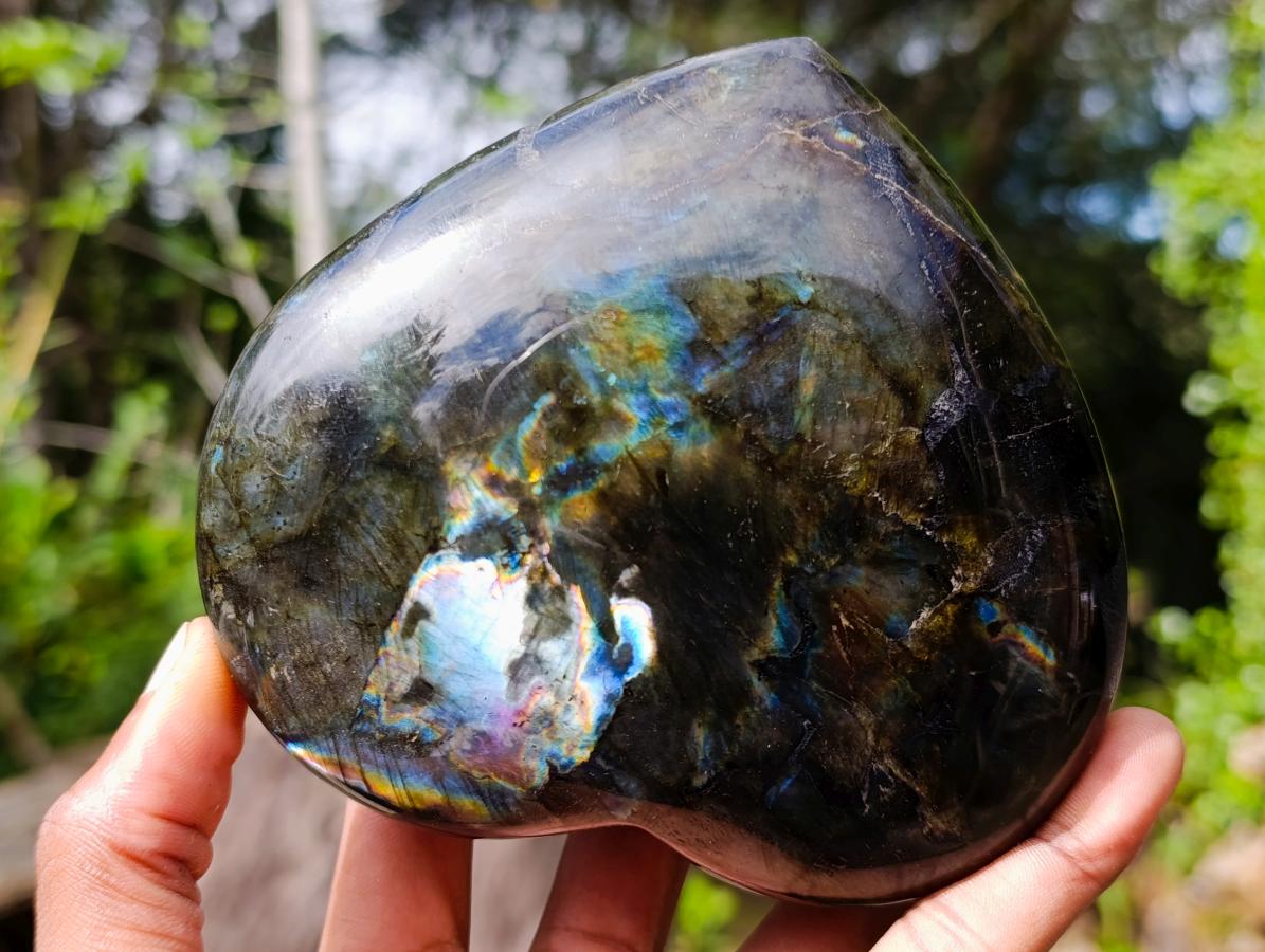 Polished Labradorite Hearts x 3 From Madagascar - Toprock Gemstones and Minerals 