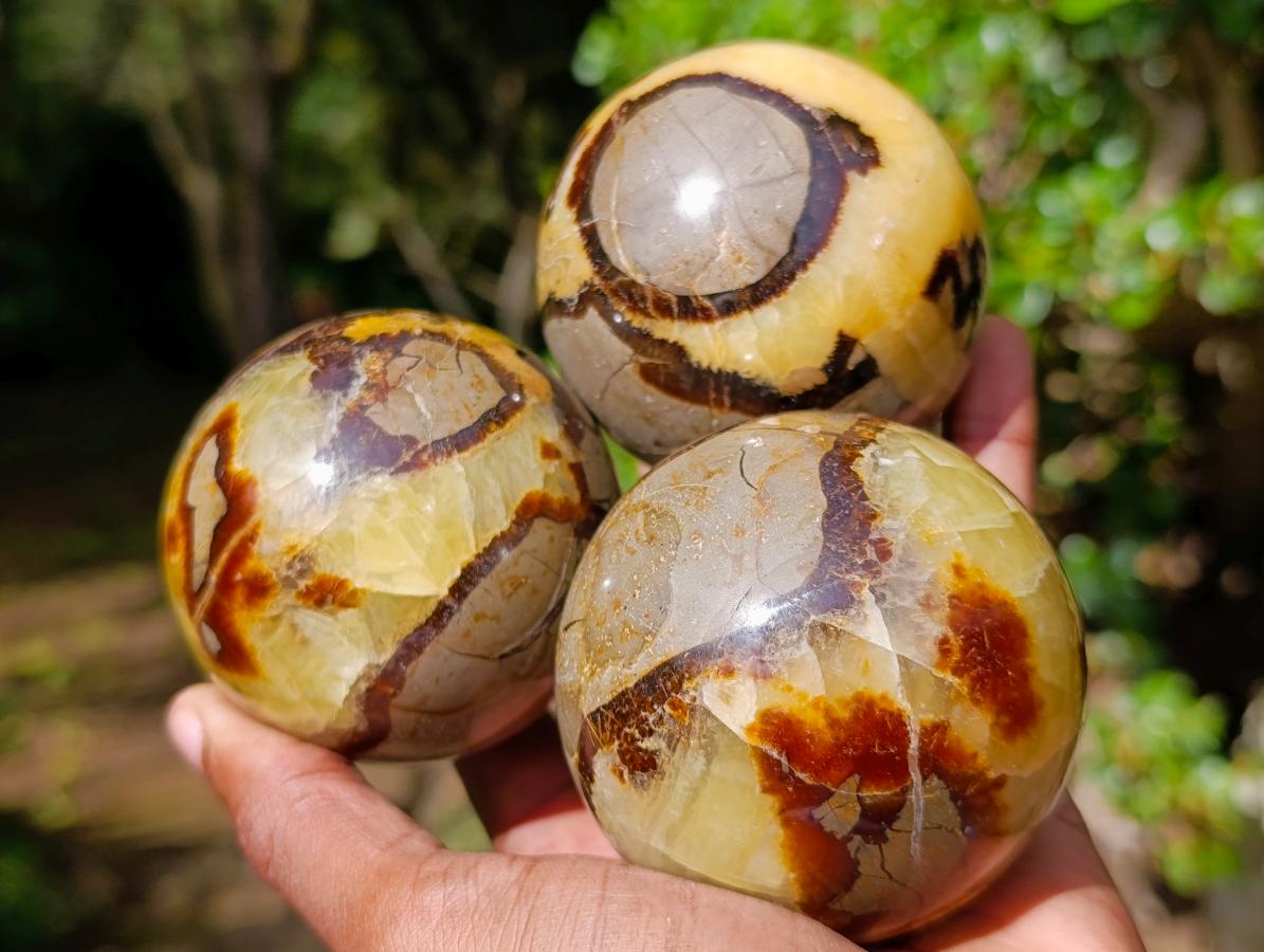 Polished Septerye Spheres x 4 From Mahajanga, Madagascar - Toprock Gemstones and Minerals 