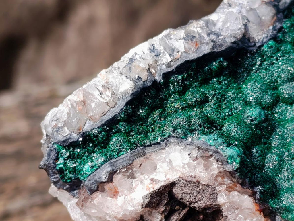 Natural Large Crystalline Ball Malachite on Quartz and Dolomite Matrix x 1 From Mindingi Mine, Kambove, Congo - Toprock Gemstones and Minerals 