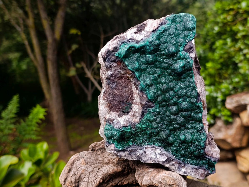 Natural Large Crystalline Ball Malachite on Quartz and Dolomite Matrix x 1 From Mindingi Mine, Kambove, Congo - Toprock Gemstones and Minerals 