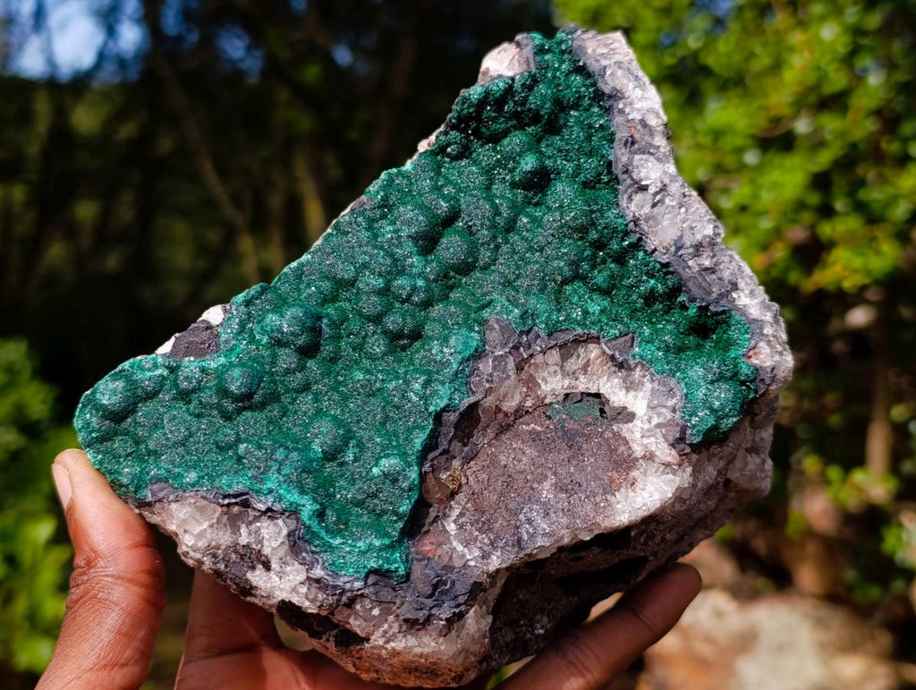 Natural Large Crystalline Ball Malachite on Quartz and Dolomite Matrix x 1 From Mindingi Mine, Kambove, Congo - Toprock Gemstones and Minerals 