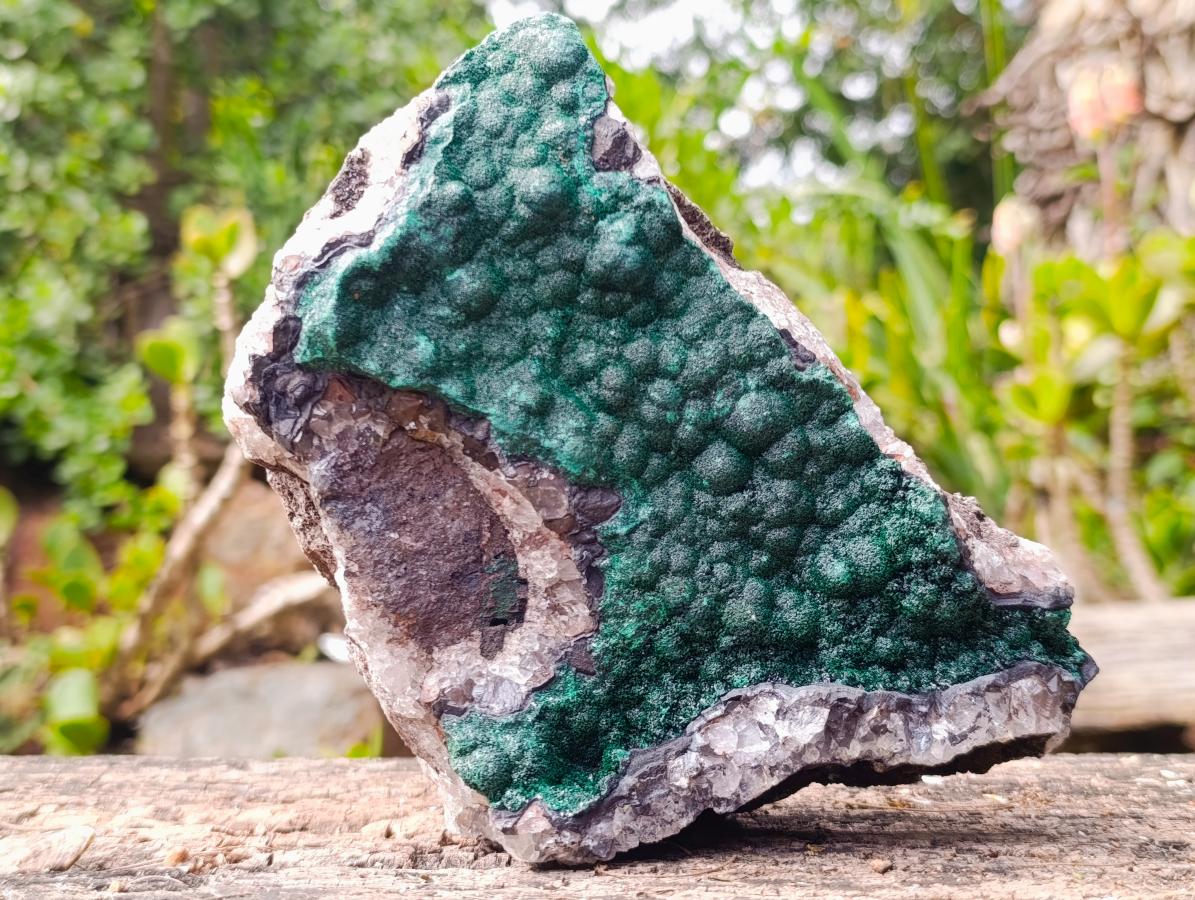 Natural Large Crystalline Ball Malachite on Quartz and Dolomite Matrix x 1 From Mindingi Mine, Kambove, Congo - Toprock Gemstones and Minerals 
