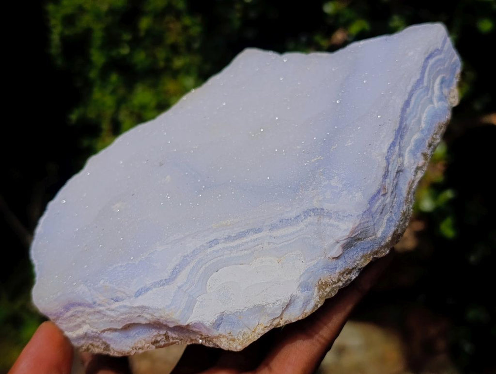 Natural Blue Lace Agate Crystalline Plate Specimens x 2 From Namibia - Toprock Gemstones and Minerals 