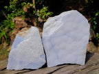 Natural Blue Lace Agate Crystalline Plate Specimens x 2 From Namibia - Toprock Gemstones and Minerals 