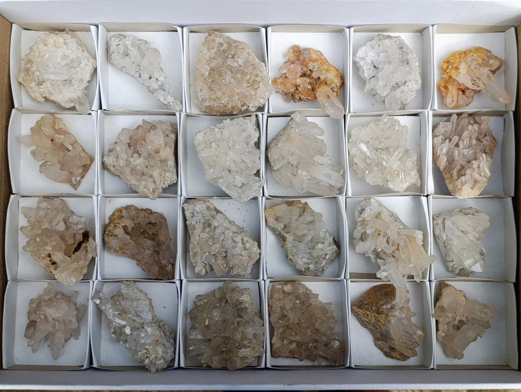Natural Mixed Quartz Crystal Clusters x 24 From Madagascar - Toprock Gemstones and Minerals 