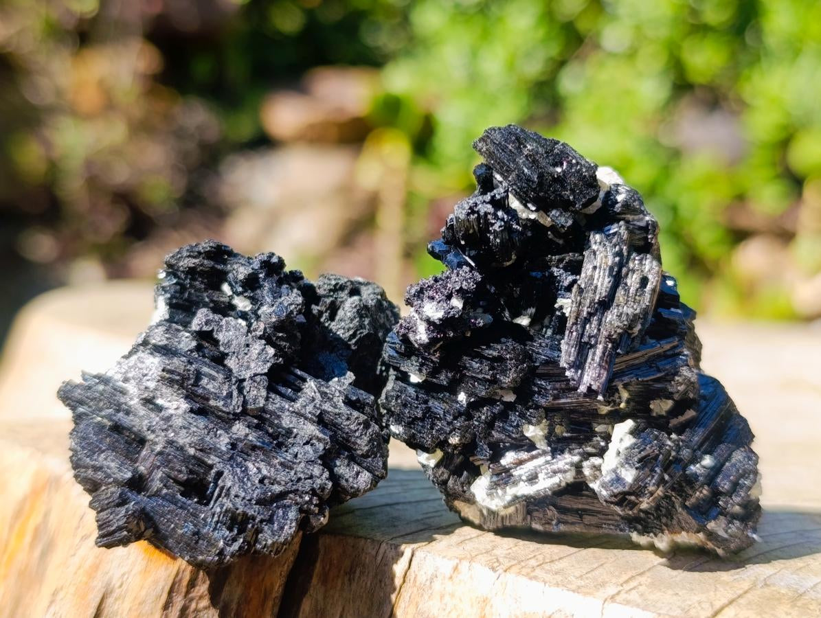 Natural Schorl Black Tourmaline with Feldspar Specimens x 12 From Erongo, Namibia - Toprock Gemstones and Minerals 