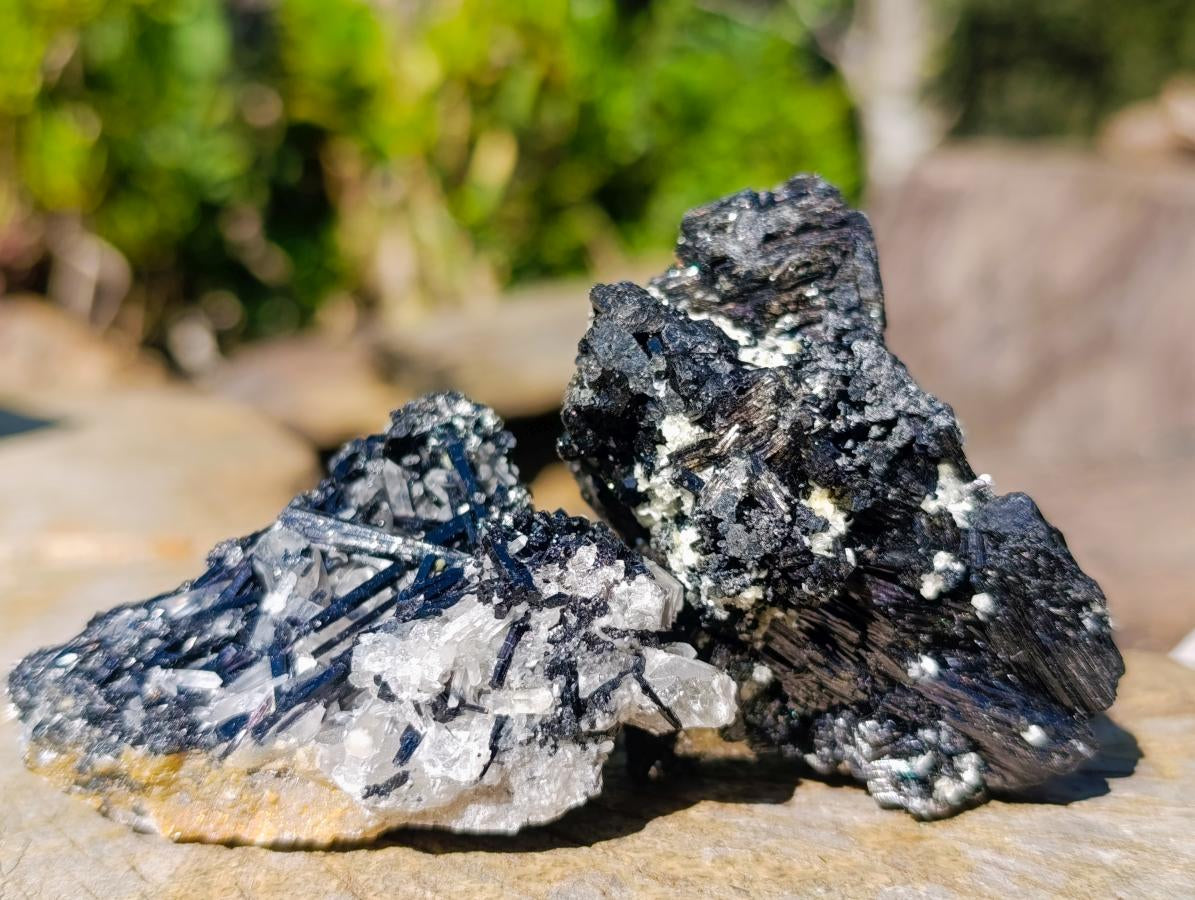 Natural Schorl Black Tourmaline with Feldspar Specimens x 12 From Erongo, Namibia - Toprock Gemstones and Minerals 
