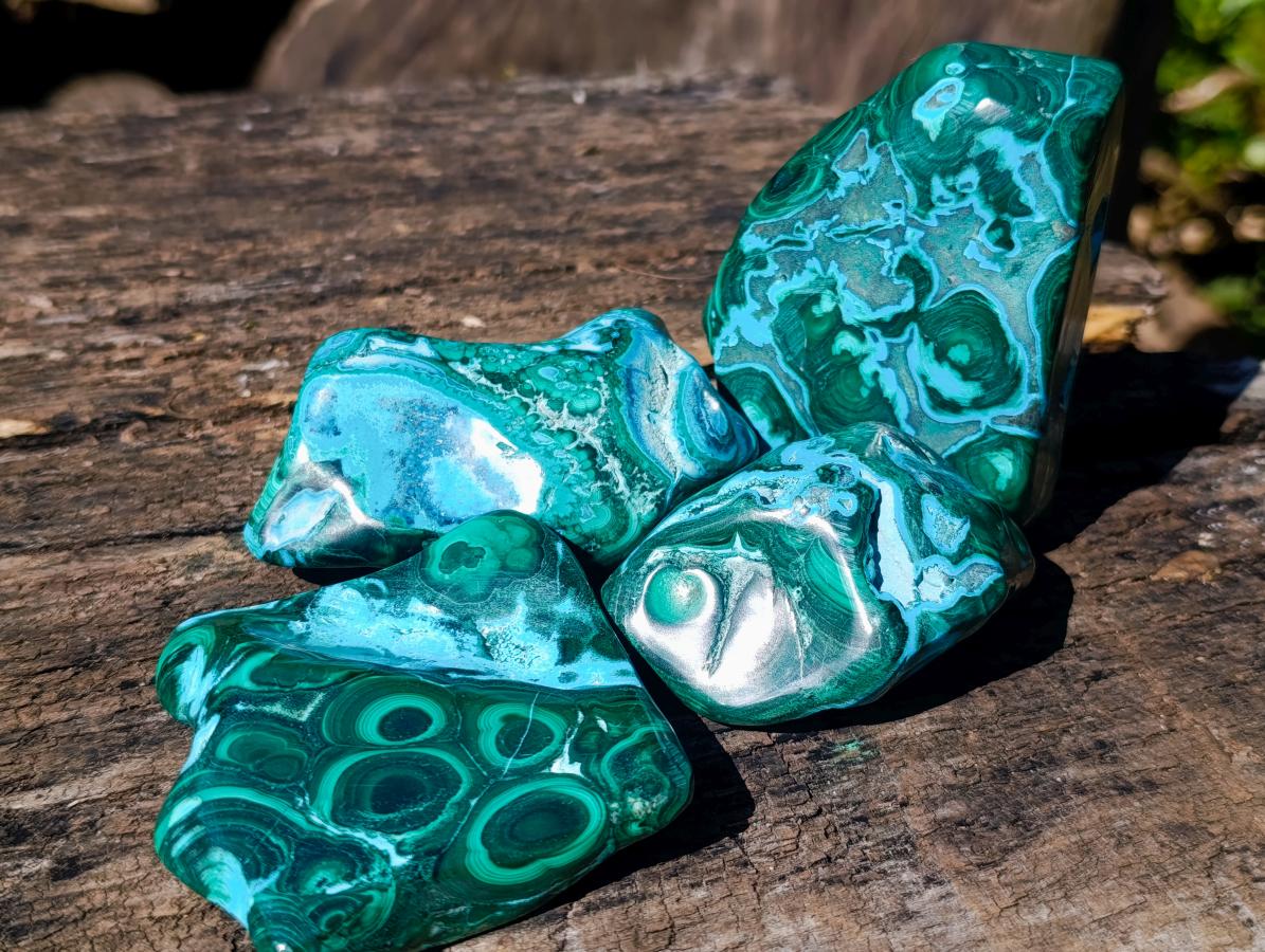 Polished Malacolla Free Forms x 4 From Kulukuluku, Congo - Toprock Gemstones and Minerals 