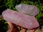 Polished Double Terminated Gemmy Rose Quartz Crystals x 6 From Madagascar - Toprock Gemstones and Minerals 