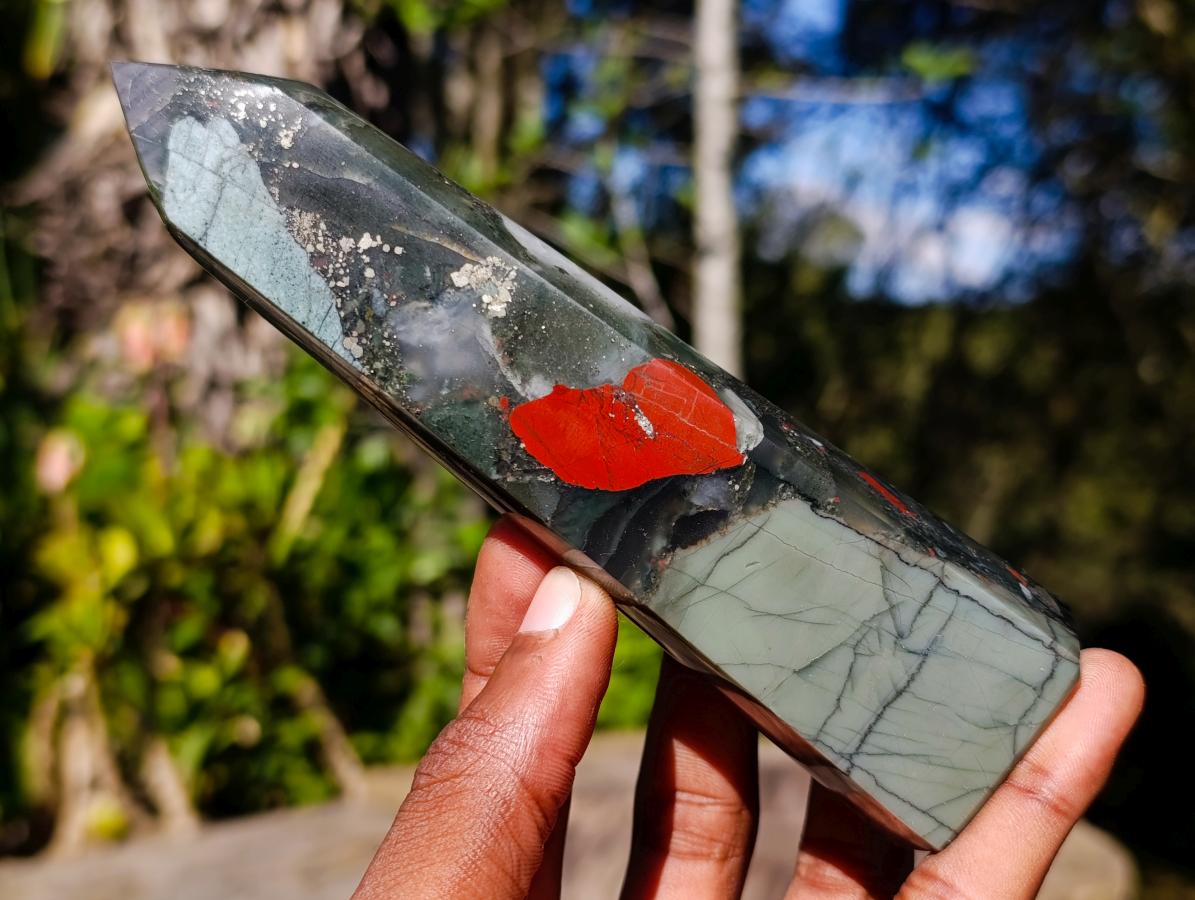 Polished Bloodstone Crystal Points x 6 From Swaziland - Toprock Gemstones and Minerals 