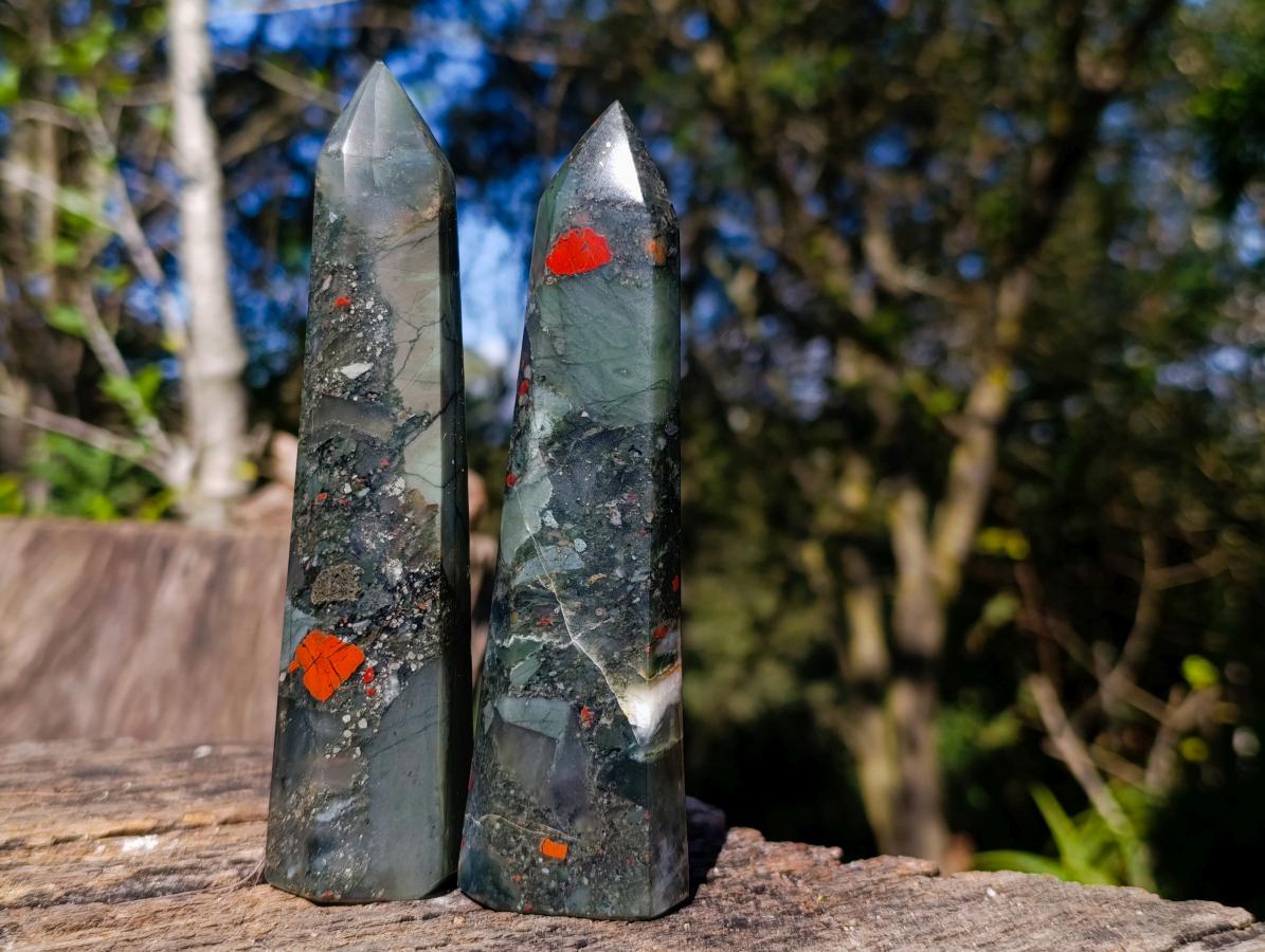 Polished Bloodstone Crystal Points x 6 From Swaziland - Toprock Gemstones and Minerals 