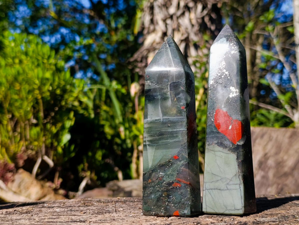 Polished Bloodstone Crystal Points x 6 From Swaziland - Toprock Gemstones and Minerals 