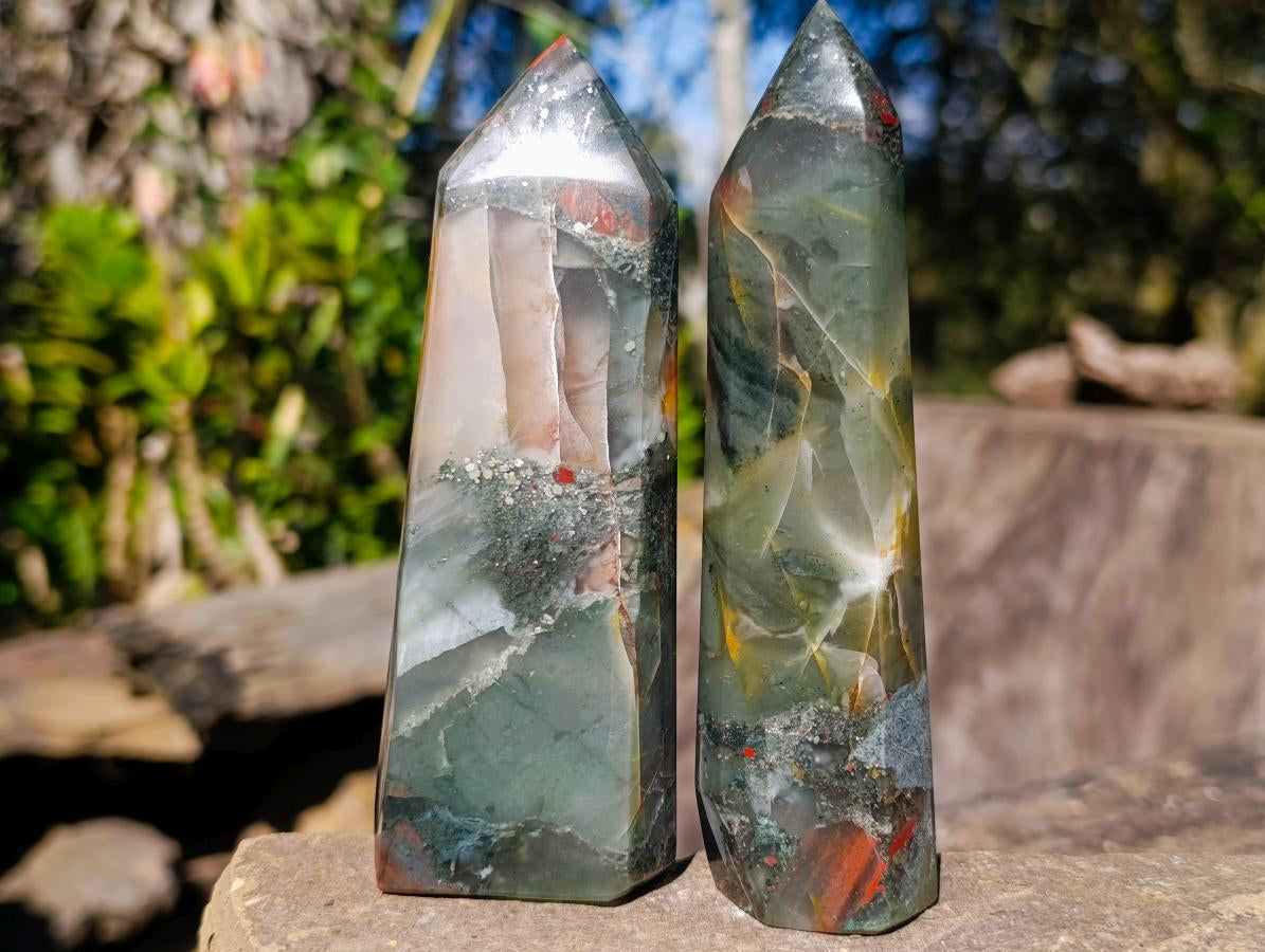 Polished Bloodstone Crystal Points x 6 From Swaziland - Toprock Gemstones and Minerals 