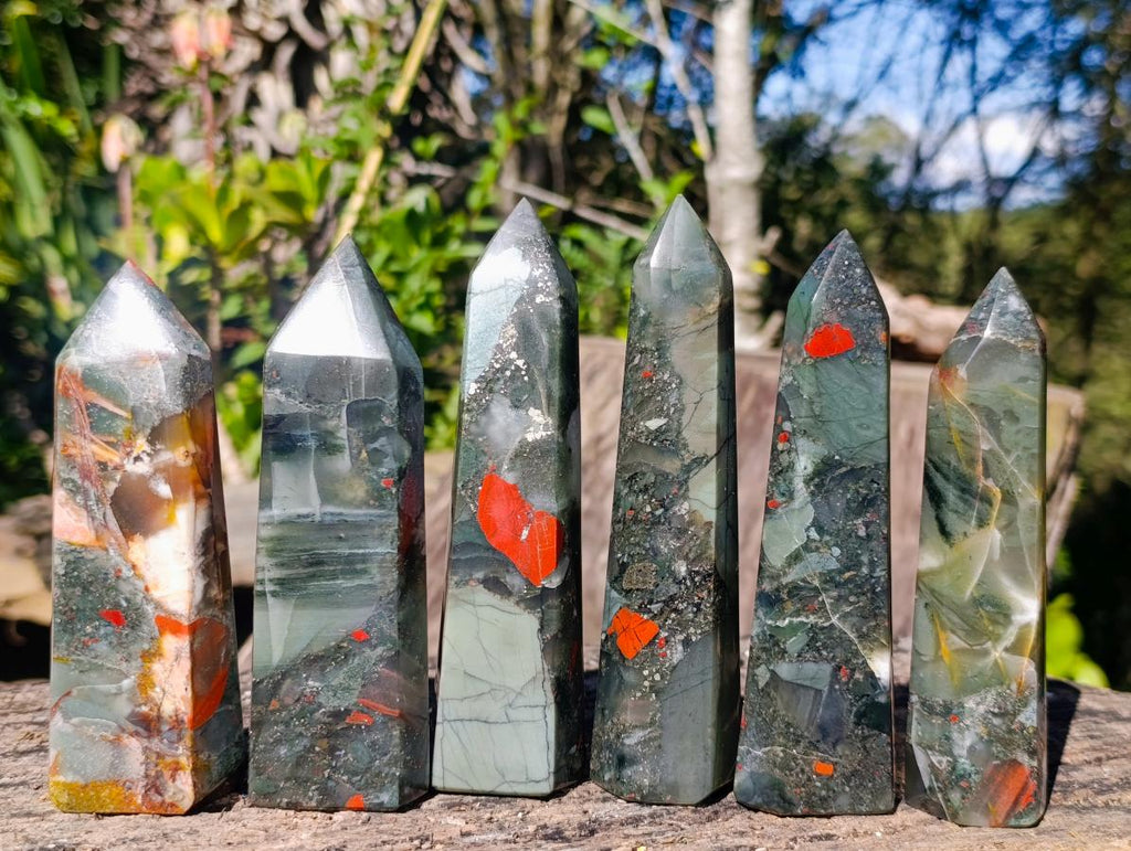 Polished Bloodstone Crystal Points x 6 From Swaziland - Toprock Gemstones and Minerals 