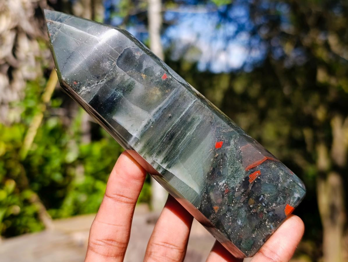 Polished Bloodstone Crystal Points x 6 From Swaziland - Toprock Gemstones and Minerals 
