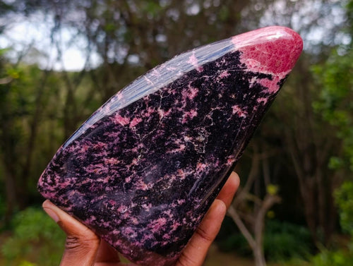 Polished Rhodonite Standing Display Piece x 1 From Ambindavato, Madagascar - Toprock Gemstones and Minerals 