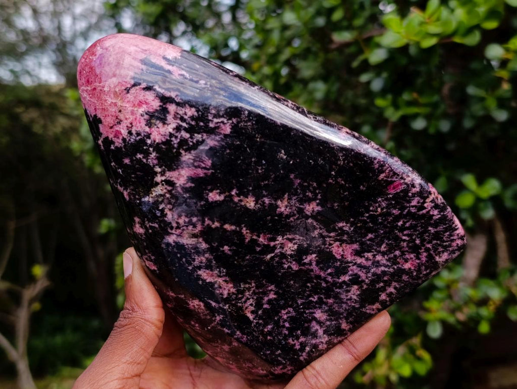 Polished Rhodonite Standing Display Piece x 1 From Ambindavato, Madagascar - Toprock Gemstones and Minerals 